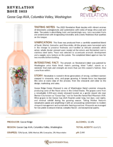 2023 Revelation Rosé – Fact Sheet