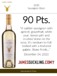 2020 Samuel Charles Sauvignon Blanc – 90 points, James Suckling – Accolade Sell Sheet
