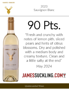 2023 Samuel Charles Sauvignon Blanc – 90 points, James Suckling – Accolade Sell Sheet