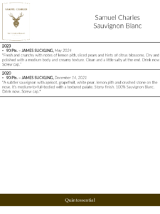 Samuel Charles Sauvignon Blanc – Press Highlights