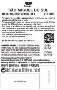 São Miguel do Sul Tinto – Back Label – Non-Vintage