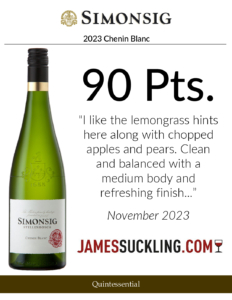 2023 Simonsig Chenin Blanc – 90 points, James Suckling – Accolade Sell Sheet