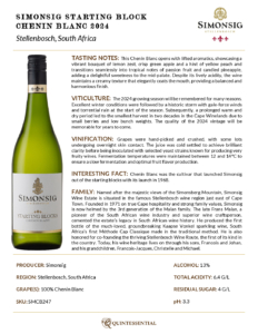 2024  Simonsig Chenin Blanc – Fact Sheet