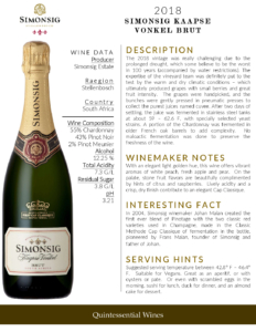 2018 Simonsig Kaapse Vonkel Brut – Fact Sheet