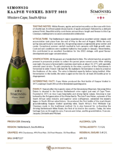 2022 Simonsig Kaapse Vonkel Brut – Fact Sheet