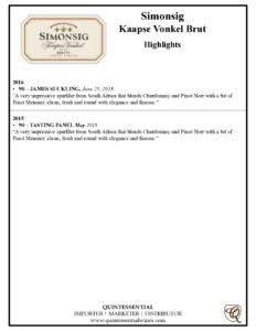 Simonsig Kaapse Vonkel Brut – Press Highlights