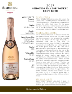 2019 Simonsig Kaapse Vonkel Brut Rose – Fact Sheet