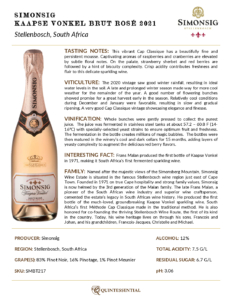 2021 Simonsig Kaapse Vonkel Brut Rose – Fact Sheet