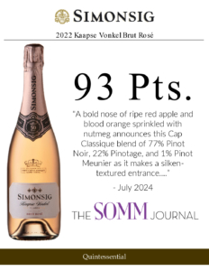 2022 Simonsig Kaapse Vonkel Brut Rose – 93 points, The Somm Journal – Accolade Sell Sheet