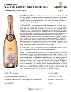 2022 Simonsig Kaapse Vonkel Brut Rose – Fact Sheet