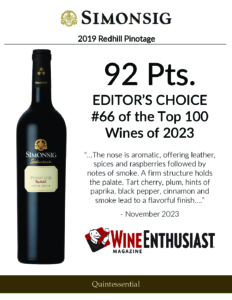 2019 Simonsig Redhill Pinotage – 92 points, Wine Enthusiast – Accolade Sell Sheet