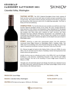 2021 StoneCap Cabernet Sauvignon – Fact Sheet
