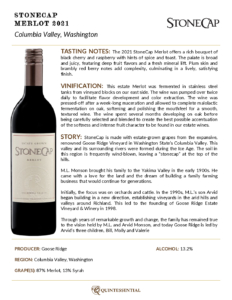 2021 StoneCap Merlot – Fact Sheet