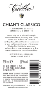 Tenuta Carobbio Chianti Classico – Back Label – Non-Vintage