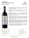 2016 Tenuta Carobbio Chianti Classico Riserva – Fact Sheet