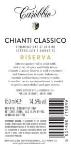 Tenuta Carobbio Chianti Classico Riserva – Back Label – Non-Vintage