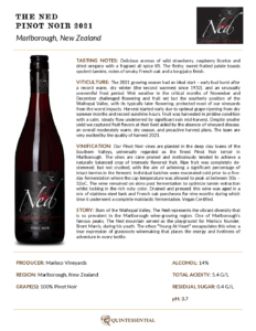 2021 The Ned Pinot Noir – Fact Sheet