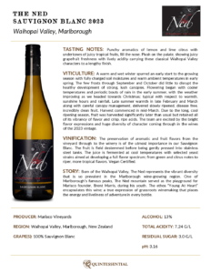 2023 The Ned Sauvignon Blanc – Fact Sheet