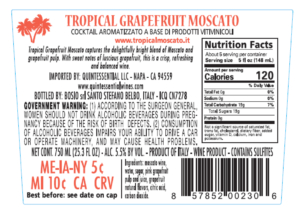 Tropical Grapefruit Moscato – Back Label