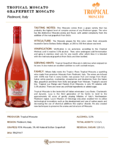 Tropical Grapefruit Moscato – Fact Sheet