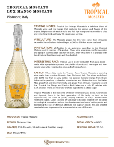 Tropical Lux Mango Moscato – Fact Sheet