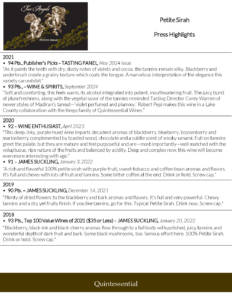 Two Angels Petite Sirah – Press Highlights