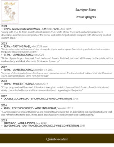 Two Angels Sauvignon Blanc – Press Highlights