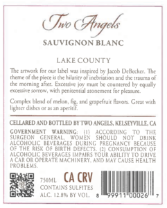 Two Angels Sauvignon Blanc – Back Label – 2023 & After