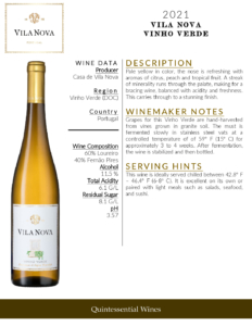 2021 Vila Nova Vinho Verde – Fact Sheet