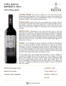 2018 Viña Eguía Reserva – Fact Sheet