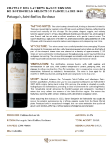 2018 Château des Laurets Sélection Parcellaire – Fact Sheet