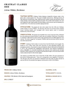 2020 Château Clarke – Fact Sheet