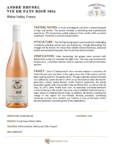 2024 André Brunel Vin de Pays Rosé – Fact Sheet
