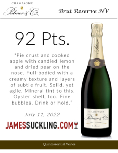 Champagne Palmer Brut Réserve – 92 points, James Suckling 2022 – Accolade Sell Sheet