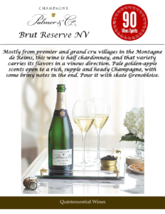 Champagne Palmer Brut Réserve – 90 points, Wine & Spirits – Accolade Sell Sheet