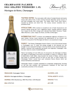 2015 Champagne Palmer Grands Terroirs – Fact Sheet with 1.5L bottle