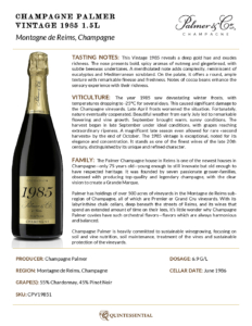 1985 Champagne Palmer Vintage Collection – Fact Sheet – 1.5L Magnum