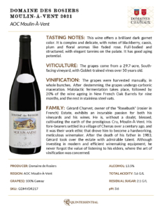 2021 Georges Duboeuf Domaine des Rosiers Moulin-Á-Vent – Fact Sheet