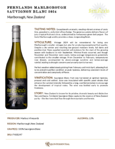 2024 Fernlands Sauvignon Blanc – Fact Sheet