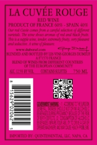 George Duboeuf La Cuveé Rouge – Back Label