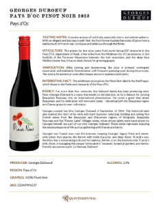 2023 Georges Duboeuf IGP Pays d’Oc Pinot Noir – Fact Sheet