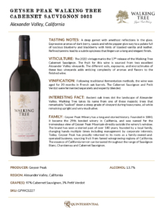 2022 Geyser Peak Walking Tree Cabernet Sauvignon – Fact Sheet