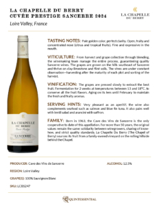 2024 La Chapelle Du Berry Cuvée Prestige Sancerre – Fact Sheet