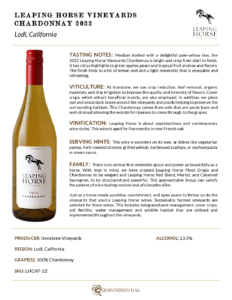 2022 Leaping Horse Chardonnay – Fact Sheet