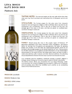 2023 Luca Bosio Gavi – Fact Sheet