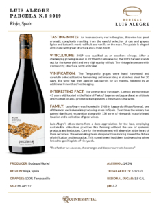 2019 Luis Alegre Parcela N.5 – Fact Sheet