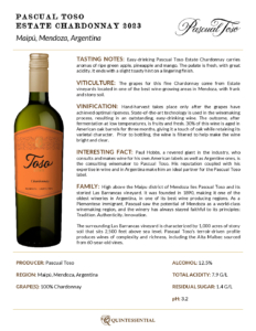 2023 Pascual Toso Estate Chardonnay – Fact Sheet