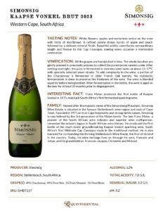 2023 Simonsig Kaapse Vonkel Brut – Fact Sheet