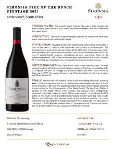 2022 Simonsig Pick of the Bunch Pinotage – Fact Sheet