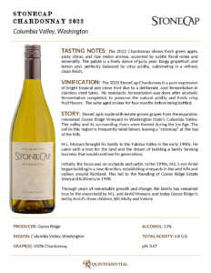 2022 StoneCap Chardonnay – Fact Sheet